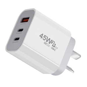 USB C 벽 충전기 블록, iPhone 16/15 45W <span class=keywords><strong>3</strong></span> 포트 유형 C 충전기 PD 전원 어댑터 + QC <span class=keywords><strong>3</strong></span>.0 USB 멀티포트 충전기 - Product Image 6