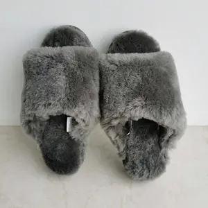 New Luxury Natural Sheepskin Fur <strong>Slippers</strong> for <strong>Women</strong> Real Fluffy Australian Sheep Fur Slides Plush Cozy <strong>Wool</strong> Flip Flops - Product Image 1