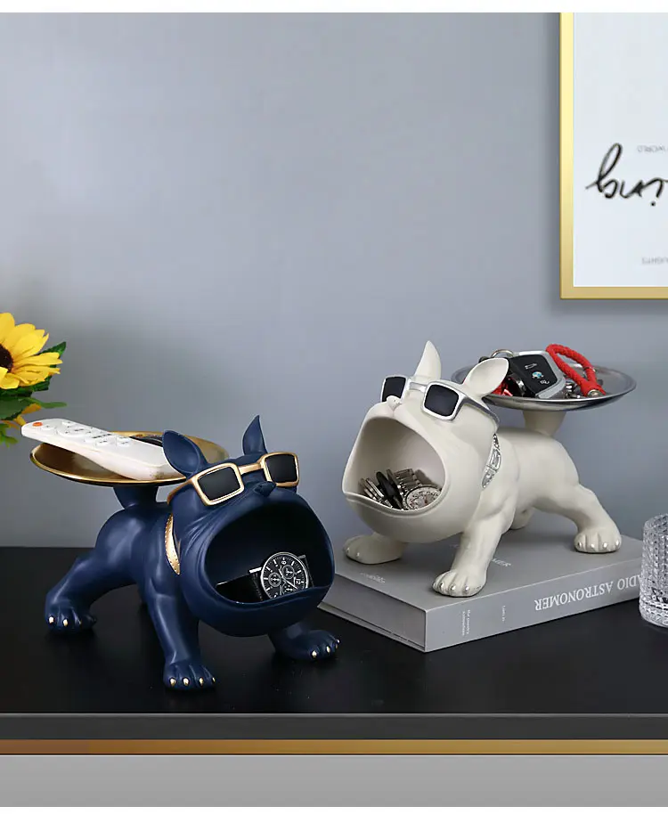 Modernes großes Maul Hund Wohnzimmer Dekoration Tablett Hund Schlüssel Aufbewahrungs-Schmuck Tierspeicher-Schale Harz-Schmuck
