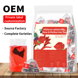 Tisane aux fleurs d'<span class=keywords><strong>hibiscus</strong></span>, de rose et de mûrier avec sucre candi 5g*30 sachets – Soutien beauté, bien-être naturel aux fruits et fleurs pour femme - Product Image 1