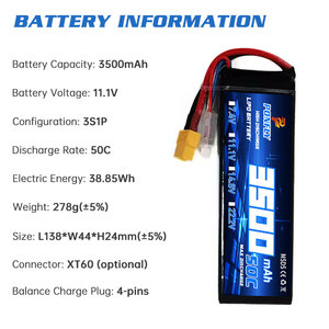 סוללה סוללה לרכב 3s 11.1v <span class=keywords><strong>3500mah</strong></span> 50c <span class=keywords><strong>7.4v</strong></span> 14.8v lipo סוללת ליתיום עבור <span class=keywords><strong>rc</strong></span> v v lipo סוללת ליתיום עבור <span class=keywords><strong>rc</strong></span> - Product Image 3