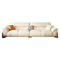 Canapé trois places moderne simple à rangée droite de style crème Canapé multi-places en cuir d'appartement en cuir de vachette de première couche pour salon