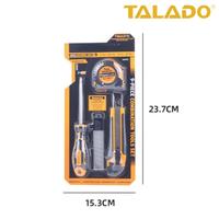 Ensemble d'outils à main professionnels TALADO de 9 pièces avec couteau utilitaire, tournevis et ruban à mesurer