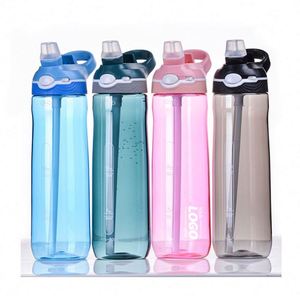 Botellas de Agua de Aluminio Tritan de 24 oz, Libres de BPA, Color Azul Claro, con Pajita Negra, Tapa Abatible, Antiderrames, Impresión Serigráfica, Portátiles, para Gimnasio y Oficina - Product Image 1