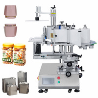 Machine d'étiquetage semi-automatique électrique pour bouteilles, bocaux et canettes transparentes, avec guide-rail rotatif en bois