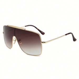 Gafas de Sol de Moda Retro 2020 para Hombre y Mujer, Montura Grande de Metal, de una Pieza, Protección UV400, Estilo Escudo, Tamaño Grande - Product Image 5