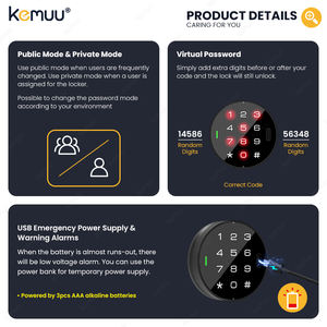 Système de Cadenas Intelligent KEMUU à Écran Tactile avec Mot de Passe pour Casiers, Verrous Numériques TTlock Rfid Nfc pour Armoires et Tiroirs - Product Image 3