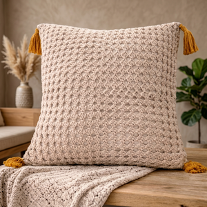 Handmade Crochet Pillow Cover Boho Decorative Cushion Case Cotton <b>Knitted</b> <b>Throw</b> Pillow Cover for Sofa Bed Living Room Home Decor - Product Image 3