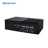 Qotom precio bajo 7 puertos RS232 Com barato integrado sin ventilador Industrial PC placa base Mini PC