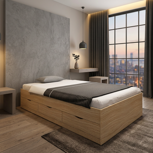 Modern 2253 Single Wooden Panel <b>Bed</b> <b>Frame</b> <b>for</b> Bedroom Furniture Hotel & Hospital Use Malaysia Origin - Product Image 3
