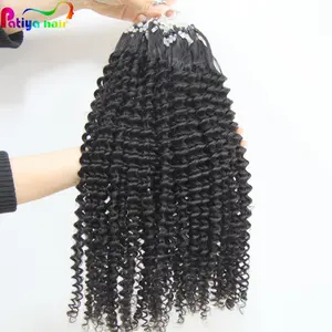 Harga grosir direkomendasikan pemasok rambut Peru Cincin mikro untuk ekstensi rambut Afro sambungan mikro keriting rambut manusia keriting keriting