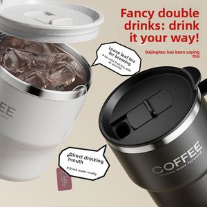 Mug à café isotherme double paroi en acier inoxydable 304, anti-brûlure, antidérapant, portable, double usage, cadeau créatif, pour extérieur et lait - Product Image 4