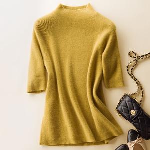 Maglione in Cashmere a mezza manica a mezza manica da <span class=keywords><strong>donna</strong></span> di alta qualità con collo alto di alta qualità - Product Image 3