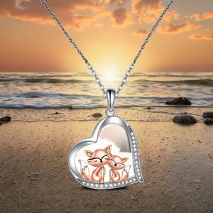 新しいファッションのかわいいキツネのハート型ネックレス、合金製のリンクチェーンジュエリー、母の日、親子ギフトに - Product Image 6