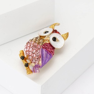 Broche de búho de diamantes de imitación de aleación de moda de Venta caliente, creativo y exquisito traje de hombre y mujer abrigo pecho flor joyería Bro - Product Image 3
