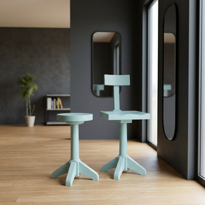 Taburete Giratorio de Madera con Base de Madera Natural, Ecológico, Compacto, para Hogar, Cocina, Bar, Cafetería, Dormitorio, Interior Rústico - Product Image 1
