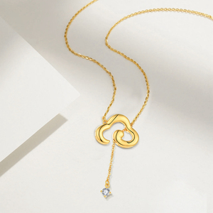 Collar con colgante de circonita de nube de oro amarillo de 18 quilates, joyería fina de Plata de Ley 925, collares de lazo de cielos nublados para regalo de mujer - Product Image 3