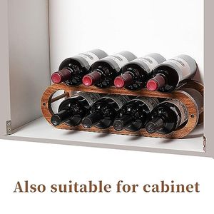 Range-bouteilles et organiseur de bouteilles d'eau 2 en 1 pour armoire et comptoir - Réglable en 2 tailles (Bois d'acacia 2 niveaux) - Product Image 6
