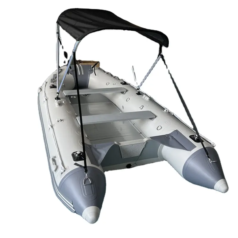 قارب صيد صغير صلب قابل للنفخ 2024 من الألومنيوم مع محرك، قارب سريع لشخصين
