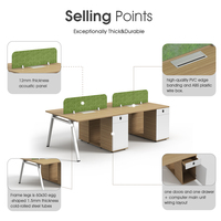Ensemble de bureaux modernes pour 4 personnes, style cubicle, pour espace de travail ouvert, table d'ordinateur commerciale, poste de travail collaboratif
