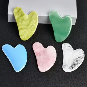 10 Years Factory Heart shape xiuyan jade guasha stone board natural scraping massage tools for face skin