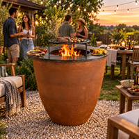 Barbecues robustes pour l'extérieur, foyer extérieur avec roues pour jardin et barbecue