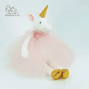 豪华粉色芭蕾舞演员独角兽女孩礼品玩具毛绒玩具动物娃娃金角
