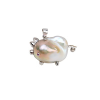 Pendentif cochon en argent S925 électroplaqué, lot de 7 breloques perles baroques DIY, accessoires faits à la main pour la fabrication de colliers et bijoux