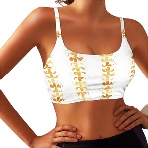 Soutien-gorge de sport blanc imprimé pour femme, à bretelles, maintien moyen, respirant - Product Image 1