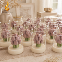 Bouquet de tulipes fait main LF, bougie parfumée à la cire de soja, élégante et romantique, dans un verre transparent, bougie aromatique, bougies parfumées OEM ODM