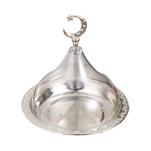 ถาดใส่ขนมสำหรับงานเลี้ยง ผลิตจากโรงงานโดยตรง สำหรับผู้หญิง สีพื้น ทนทาน ทำจากเหล็กชุบเคลือบ พร้อมฝาอะคริลิกใส - Product Image 1