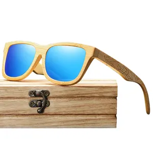 Gafas de sol de bambú de madera Vintage para hombre, anteojos de sol hechos a mano con funda, nuevo diseño, 2022