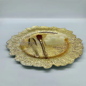 Assiette de présentation dorée de luxe LISSE <span class=keywords><strong>Vaisselle</strong></span> de mariage <span class=keywords><strong>Vaisselle</strong></span> <span class=keywords><strong>Service</strong></span> de table - Product Image 1
