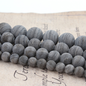 Commercio all'ingrosso 6/8/10/12MM Rotondo Nero Opaco In Legno A Strisce Perline di Pietra Allentati per Monili Che Fanno fatti a mano - Product Image 5