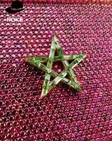 Pendentif en or rose 9K/10K avec rubis et diamants - Drapeau marocain - Bijoux hip-hop de fierté nationale