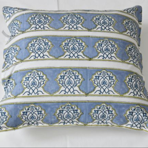 Blue Hand Block Printed Cotton <b>Cushion</b> <b>Covers</b>.Size 18*18 inch Wholesale Popular Luxurious Decorative Pillow <b>Covers</b> Bulk Product - Product Image 1