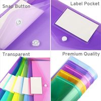 Carpeta de Plástico A4 Impermeable con Diseño Transparente, Botón a Presión y Bolsillo para Etiquetas, para Almacenamiento de Documentos de Oficina/Escuela