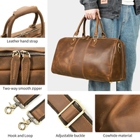 Sac de voyage en cuir véritable Crazy Horse MARRANT, fait à la main, grande capacité, pour le week-end, la nuit, la salle de sport, les voyages, sac de voyage en cuir pour homme