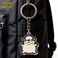 Porte-clés en acrylique mignon Bouledogue, motif chien de dessin animé Kawaii et pose pattes levées, charmant accessoire pour animal de compagnie, transparent et durable avec anneau métallique