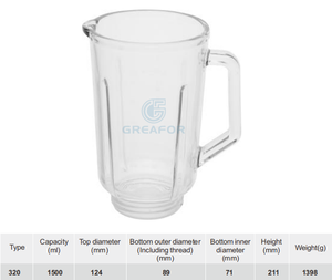 Voedselveilige blenderglaskan met naadloze rand, anti-kraak, voor hogesnelheidsmixers - Product Image 3