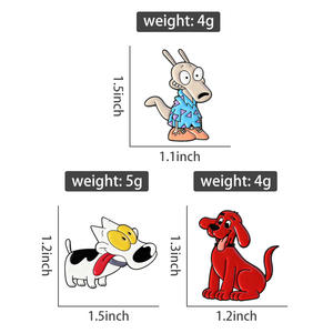 Jaren 90 Komedie Geanimeerde Personages Emaille Spelden Grote Rode Hond Cartoon Big Eye Puppy Broches Revers Badge Sieraden Geschenken Voor Kinderen Vrienden - Product Image 6