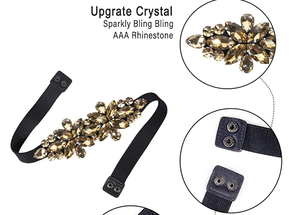<span class=keywords><strong>Ceinture</strong></span> élastique <span class=keywords><strong>en</strong></span> cristal perlé brillant pour <span class=keywords><strong>femme</strong></span> - Product Image 6