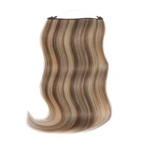 Personnalisé 24 Pouces Russe <span class=keywords><strong>Extensions</strong></span> De Cheveux Vague Style <span class=keywords><strong>Halo</strong></span> Couleur 100g Invisible Ligne De Pêche Clip-In One Piece - Product Image 5