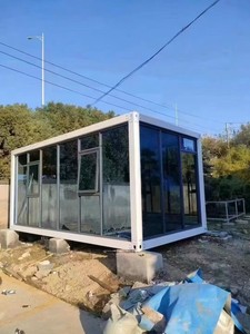 Maison préfabriquée de construction extérieure: modèle de mur rideau en verre avec isolation thermique, logement simple résidentiel - Product Image 4
