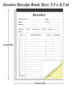 Libreta de Facturas sin Carbón 5.5x8.5" con Logotipo Personalizado, Libreta de Pedidos de Compra de 2 Partes, Formulario de Pedido A5B6, Cuaderno de Recibos con Cartón - Product Image 3