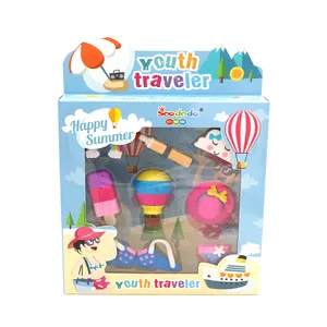 Soododo Stationery Set School Beach Series 3D Shaped Office Vacation Eraser Sets