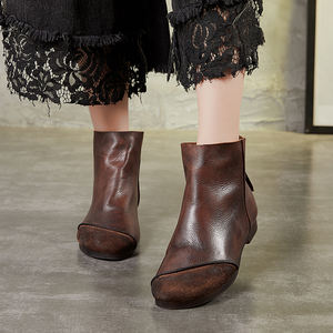 OEM/ODM di lusso primo strato in pelle bovina traspirante materiale naturale stivaletti da <span class=keywords><strong>donna</strong></span> con cerniera posteriore cina all'ingrosso produttore - Product Image 2