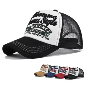 Alta calidad personalizada 3D bordado Logo impresión sublimación 5 paneles en blanco espuma espalda malla Gorras camionero sombrero béisbol gorra de red