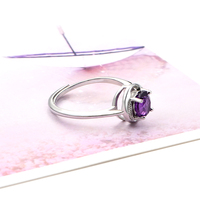 Bague à facettes en cuivre et améthyste naturelle, anneau ajustable, à la mode, exquis