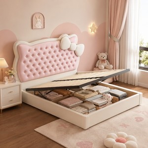 <span class=keywords><strong>Letto</strong></span> Imbottito per Bambini <span class=keywords><strong>con</strong></span> Contenitore a Apertura Posteriore per Arredamento Camera da Ragazza - Product Image 1